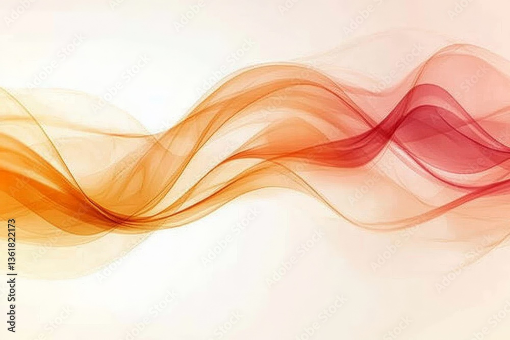 Fototapete gentle flowing waves of red and orange colors create an abstract design in a serene background