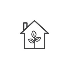 Eco Home Icon with Plant for Sustainable Housing Design - Suitable for Green Architecture Websites, Energy Efficient Building Apps, and Environmental Living Guides