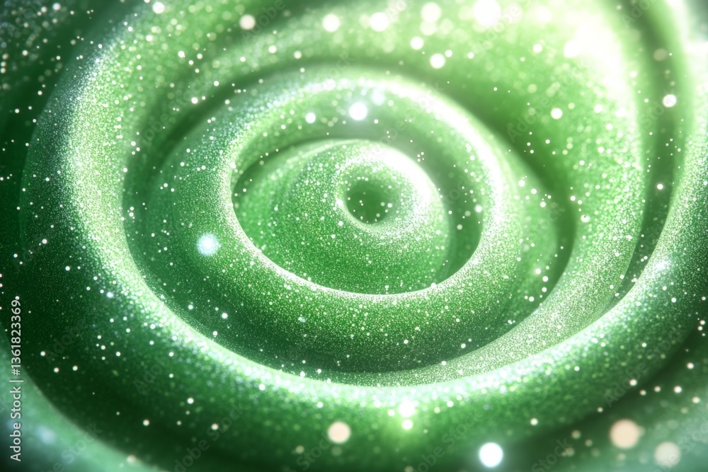 Poster Swirling green sparkle design evokes a sense of tranquility and enchantment in a mesmerizing abstract pattern