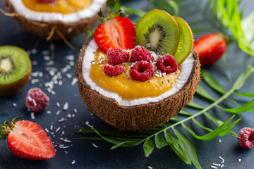 coconut and mango tropical smoothie