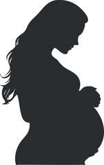 Silhouette of pregnant woman in profile, ideal for maternity themes and designs.
