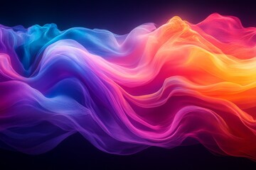 Fototapeta premium Colorful waves of flowing fabric create a striking abstract composition in vibrant hues at sunset