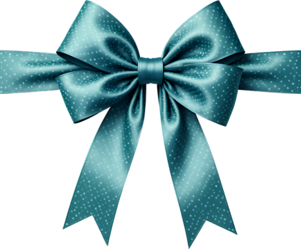 Teal polka dot ribbon with transparent background - Powered by Adobe