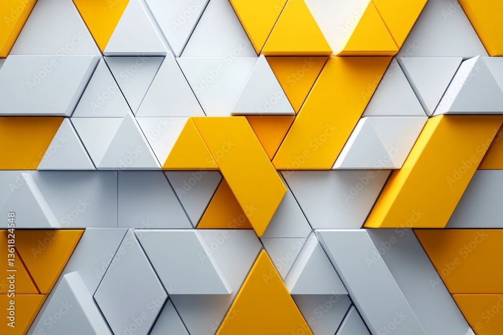 Aufkleber Colorful geometric pattern featuring yellow and gray triangular shapes arranged in a dynamic design
