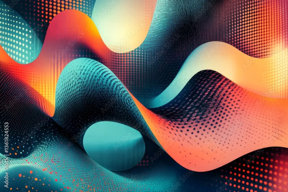 Fototapete Vibrant abstract design with fluid shapes and dynamic colors creating a sense of movement and energy in a digital space