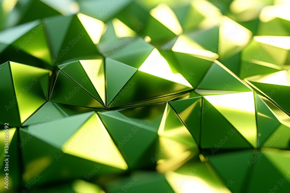 Aufkleber Shiny green pyramids reflecting light in an abstract geometric pattern