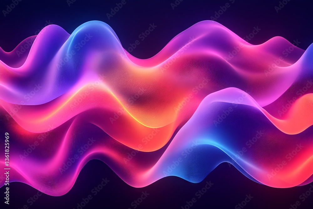 Poster colorful wave patterns flow harmoniously in a digital abstract design suitable for backgrounds and g
