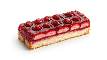 Strawberry cake slice, isolated, dessert, food, delicious, perfect, appetizing, for menu or promotional use
