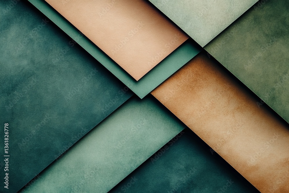 Fototapete Colorful geometric shapes layered in muted tones create an abstract design with depth and texture
