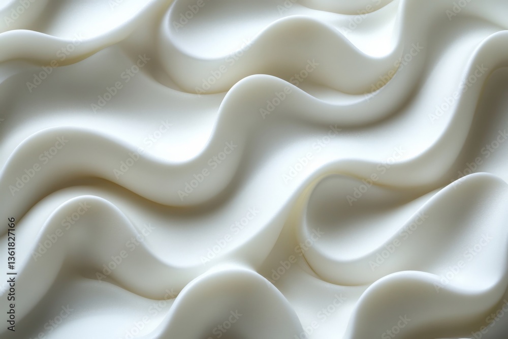 Poster Soft textured waves of cream colored fabric create a calming visual that invites touch and evokes a sense of serenity in a minimal space