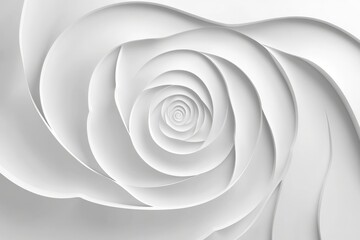 Obraz premium Spiral white rose design showcases intricate paper craftsmanship in a minimalist style creating a serene aesthetic