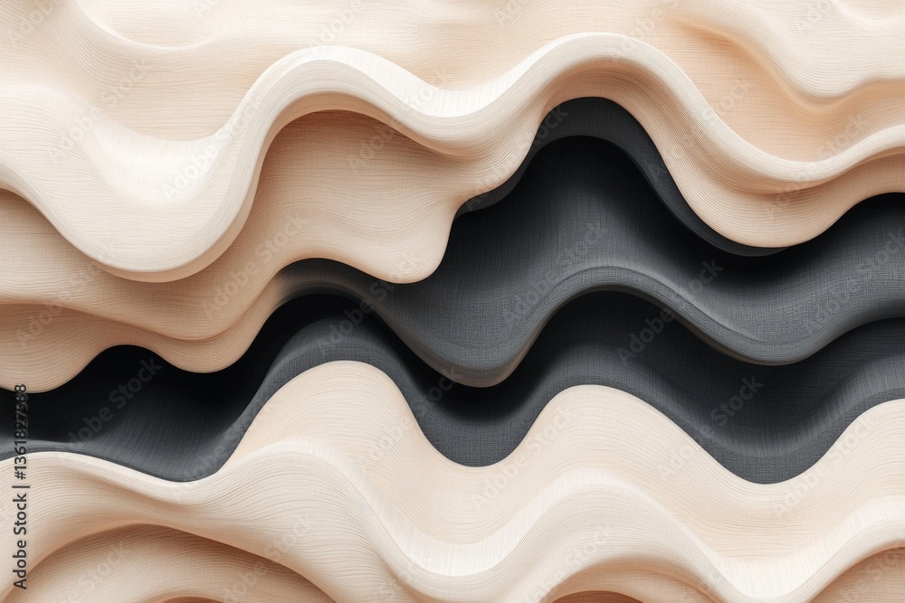 Aufkleber abstract wood sculptural design demonstrating smooth curves and waves in natural tones on a textured