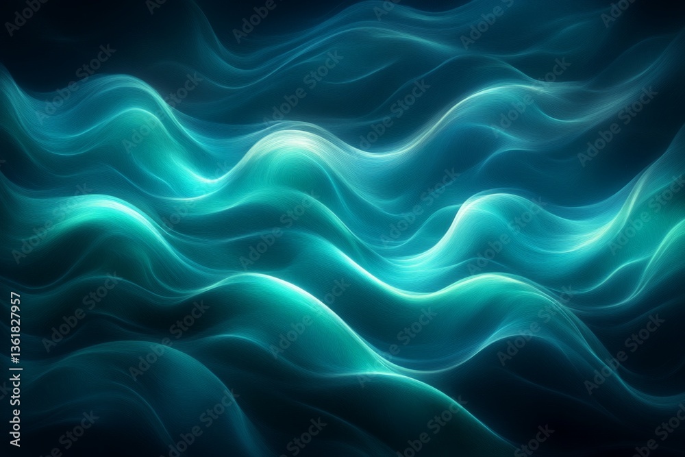 Poster Colorful abstract waves create a soothing underwater effect in a serene setting with smooth gradients and flowing lines
