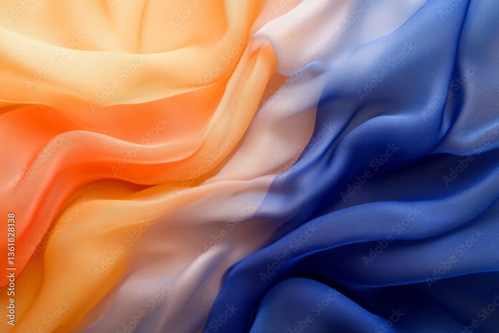 Aufkleber flowing fabric in orange and blue hues creates a vibrant and soft texture, ideal for various creativ