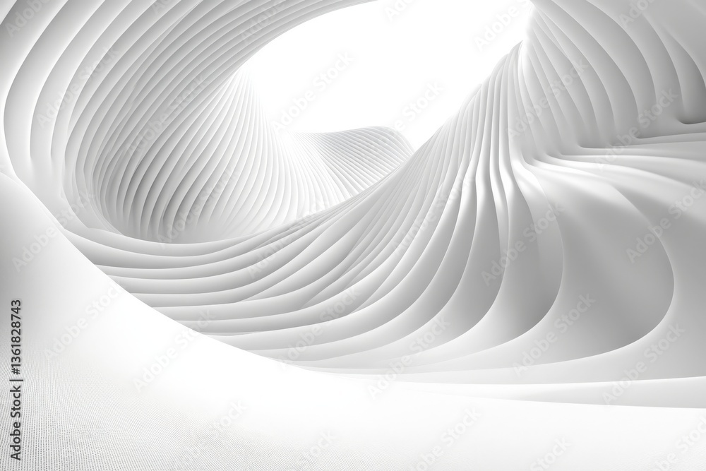 Poster white undulating waves forming a serene abstract landscape in soft light