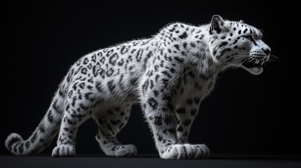 Fototapeta premium The quiet seat of the royal snow leopard, snow leopard: sitting like a king, snow leopard on the throne of the white king, the royal splendor of the snow leopard