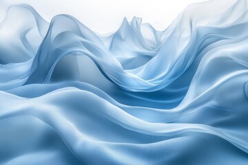 Obraz premium Soft flowing silk fabric creates an ocean-like landscape of gentle waves and serene blue tones