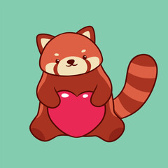 Cute and very adorable red panda cartoon illustration