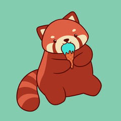 Cute and very adorable red panda cartoon illustration
