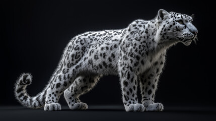 The quiet seat of the royal snow leopard, snow leopard: sitting like a king, snow leopard on the throne of the white king, the royal splendor of the snow leopard