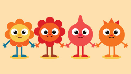Vector logo design template and graphic elements for advertising, branding, posters and banners, funny cartoon illustrations with smiling character and mascots, abstract stickers and line icons