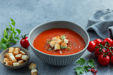 vegan tomato soup in bowl