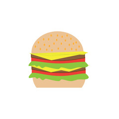fast food, hamburger, hamburger icon, banner, flat vector illustration. on a white background