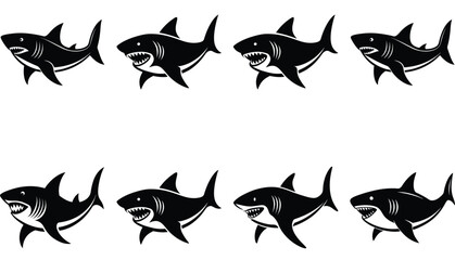 Shark Fish Vector Shilhouette Bundle Set Collection