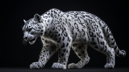 The quiet seat of the royal snow leopard, snow leopard: sitting like a king, snow leopard on the throne of the white king, the royal splendor of the snow leopard