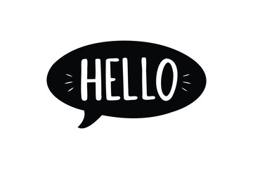 Speech bubbles with hello icon silhouette on white background