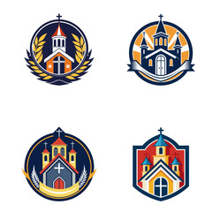Church logo vector illustration set