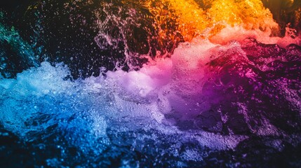 Fototapeta premium Colorful water splash creating vibrant patterns in a natural setting during daylight hours