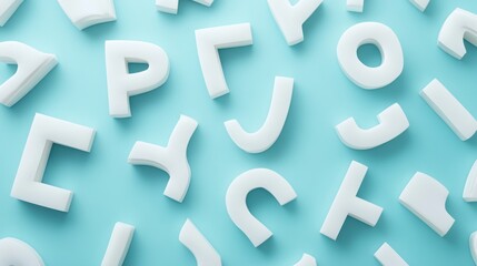 White Foam Letters on Teal Background
