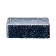 A bar of black charcoal soap on a transparent background. Concept of hygiene, skincare, and beauty.