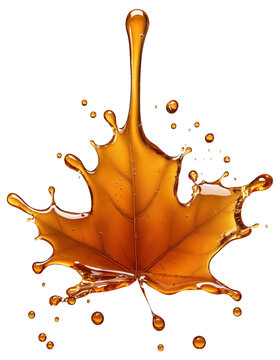 Naklejki Maple leaf shape formed by splashes of maple syrup