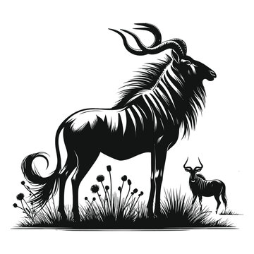 Common tsessebe silhouette vector
