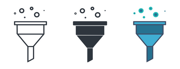 Vector Funnel Icon with Bubbles, Simple Design for Filtration, Sorting, and Data Analysis Concepts