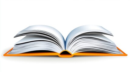 Fototapeta premium Open Book with Orange Cover on White Background