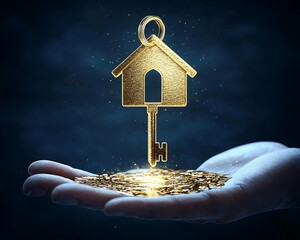 Golden House Key in Hand