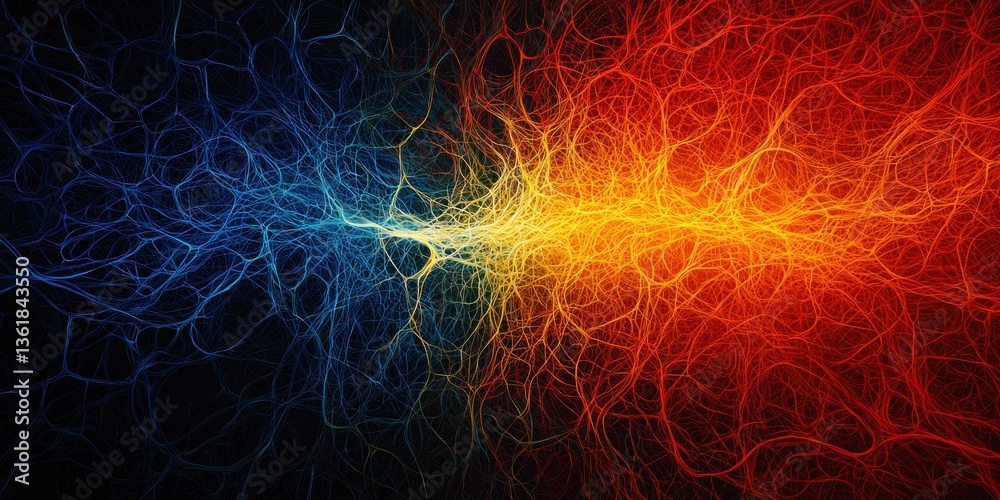 Poster abstract fiery and icy energy streams colliding creating a vibrant artwork