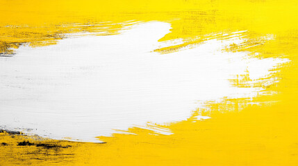 White Paint Brushstroke on Yellow Background