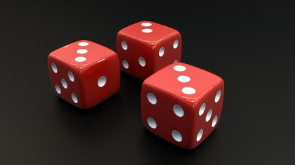 Three red dice on a dark background