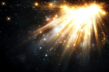 Golden Light Rays with Starry Night.