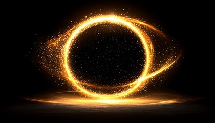 Golden Light Ring Abstract Background.