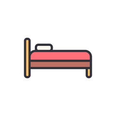 Bed colored icons, minimalist vector illustration ,simple transparent graphic element .Isolated on white background