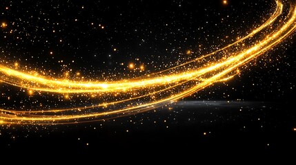 Golden Light Trails with Dark Background.