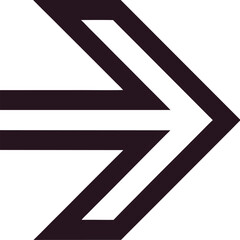 Bold right arrow icon with double outline design, vector illustration for direction and movement
