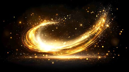 Golden Light Trails with Abstract Sparkle.