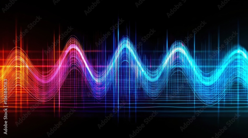Poster abstract colorful waveform background digital sound music technology vibrant glowing lines