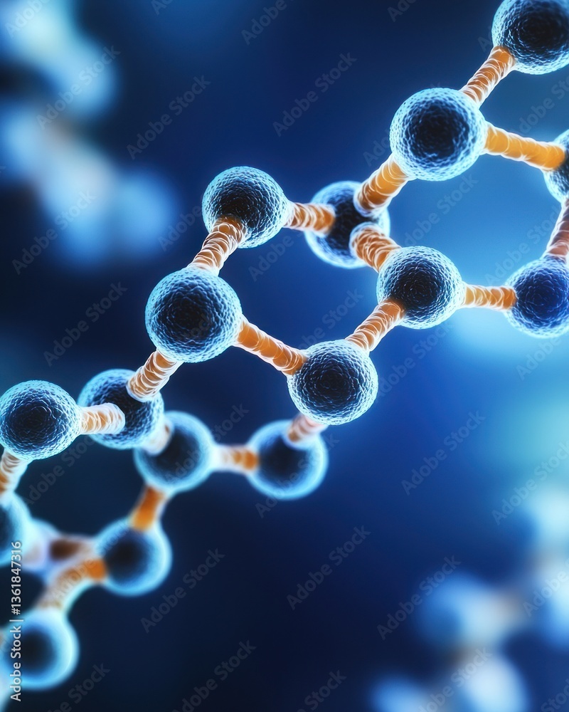 Poster Microscopic Molecular Structure Detailed 3D Render of a Complex Molecule's Atomic Bonds
